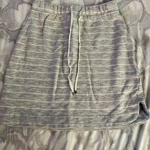 Gray and white striped skirt